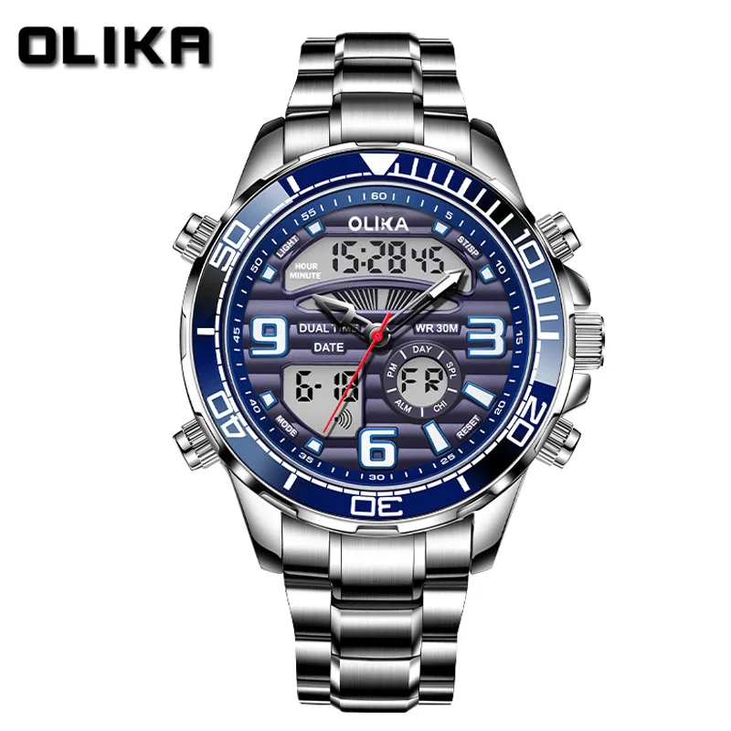 

OLIKA Men Watch Stainless Steel Watches Men Business Quartz Watch Man Calendar DateTiming Alarm Clock Luminous Relogio Masculino