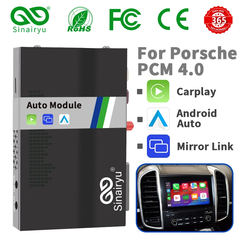 

Sinairyu Wireless Apple CarPlay Module For Porsche PCM3.0 Android Auto Mirror-link 911 Mancan Panamera Cayenne Car Retrofit Kit