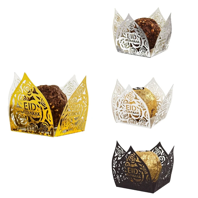 50Pcs Eid Mubarak Decoration Candy Food Tray Box Ramadan Kareem Islamic Muslim Party Supplies A