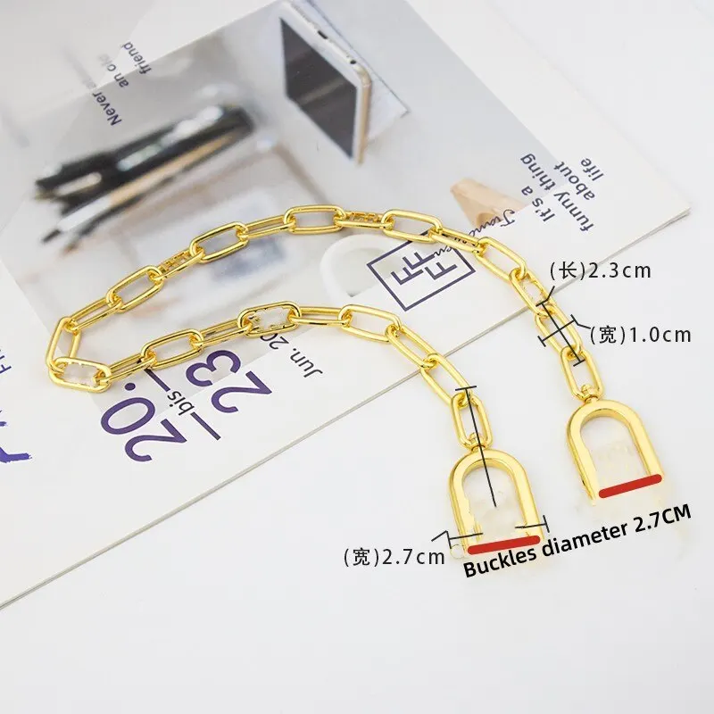 Letter Shape Luxury Brand Shoulder Strap Shiny Gold Silver Light Gold Crossbody Straps For Bags F