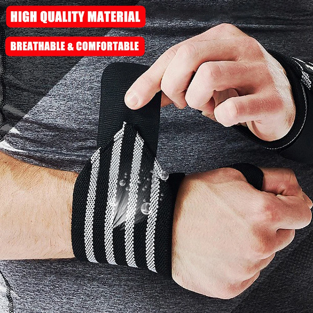 1Pair Wristbands Wrist Support Brace Carpal Protector Bracers For Gym Sports Wrap Band Cross Training Fitness Bench Press