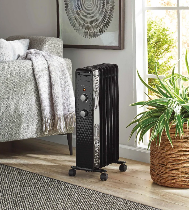 1500W Mechanical Oil Filled Electric Radiator Heater, WSH07O2ABB, Black
