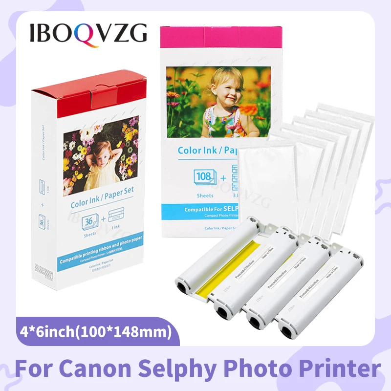 Compatibile Con Canon Selphy Cp1300 Cp1200 Cp1000 Cp910 Cassetta Di Inchiostro Per Canon Selphy Photo Paper 6 Pollici Kp-108In Kp 36In