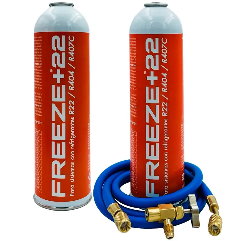 Congelare Il Pacchetto Di Gas Refrigerante Ecologico + 22 R22-R404-R407C + 5/16 Tubo Di Ricarica X1/4 + Valvola