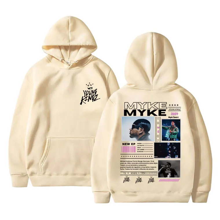 Rapper Myke Towers Graphic Hoodie Men Women Fashion Hip Hop Vintage Sweatshirt Men's Fleece Cotton Oversized Hoodies Tracksuit 5