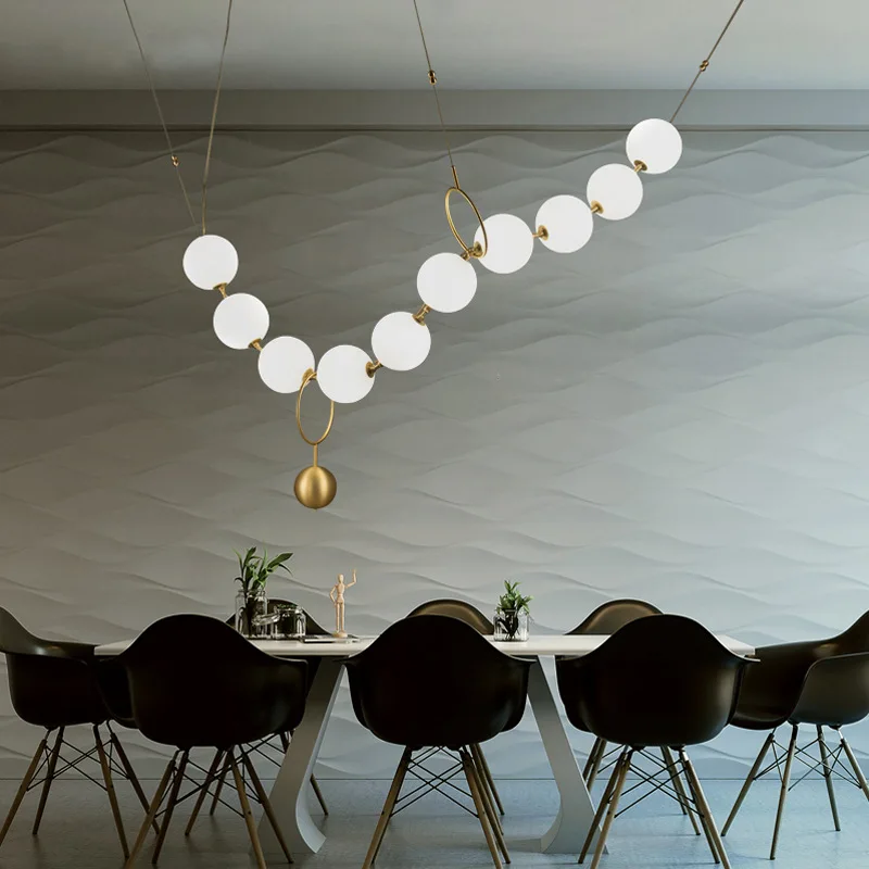 Necklace Pendant Light Nordic Luxury Suspension Ceiling Chandelier Glass Ball Hanging Lamp 3