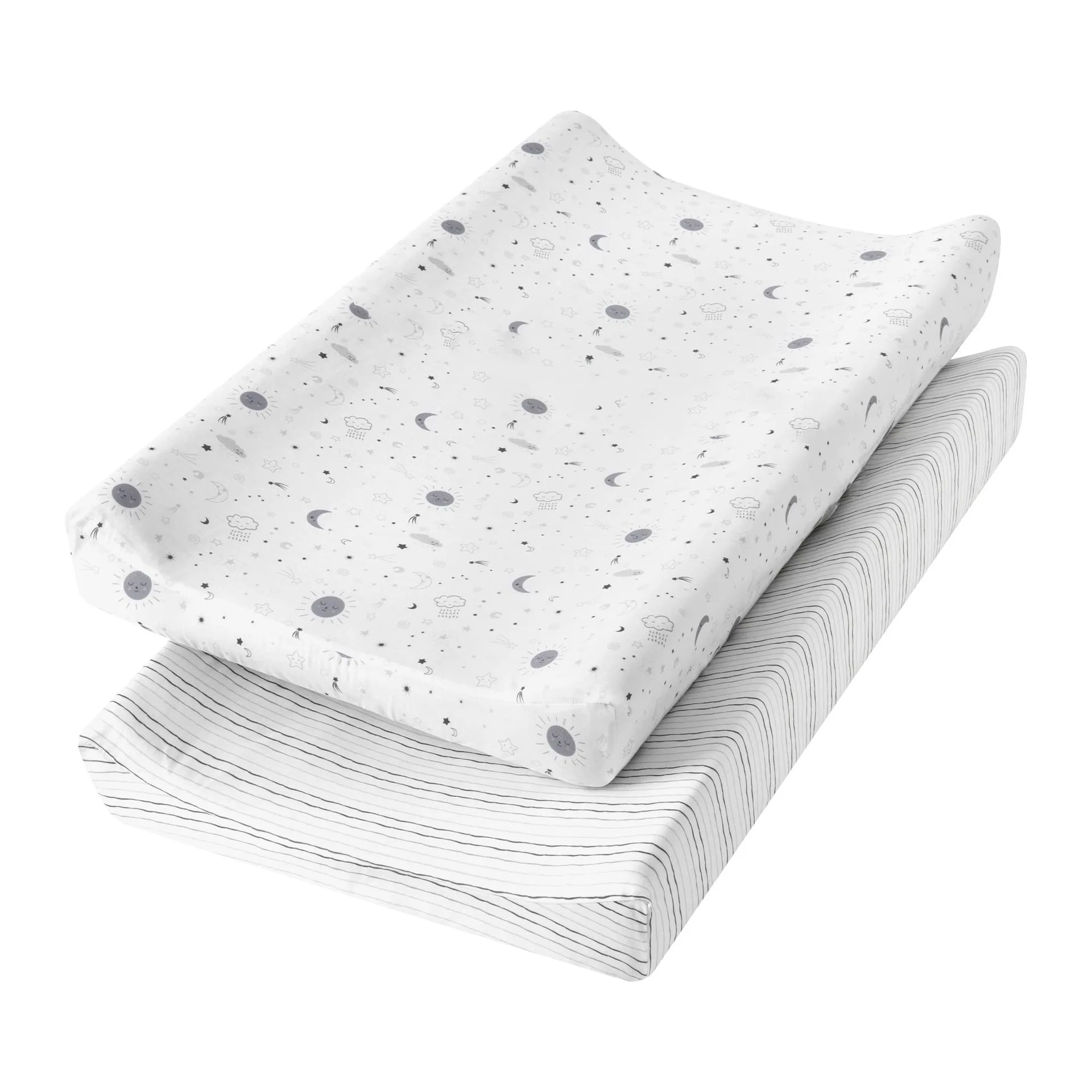 2pcs Fitted Crib Sheet Set Soft Rayon Cotton Baby Changing Pad Cover Newborn Nursery Bedding for Infant Crib Mattress Protector