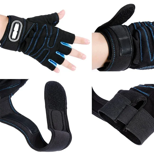 Outdoor Sport Gloves for Men Women Wrist Guard Fitness Gym Cycling Hiking Boxing Exercise Training Workout Long Wrist Fingerless 4