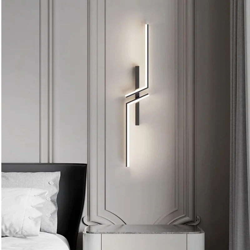 Modern Creative Strip Led Wall Lamp Minimalist Bedroom Bedside Wall Sconce Led Lights Living Room TV Sofa Background Wall Lamp