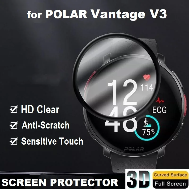 

3PCS 3D Curved Edge Screen Protector for Polar Vantage V3 Smart Watch Full Cover Protective Film