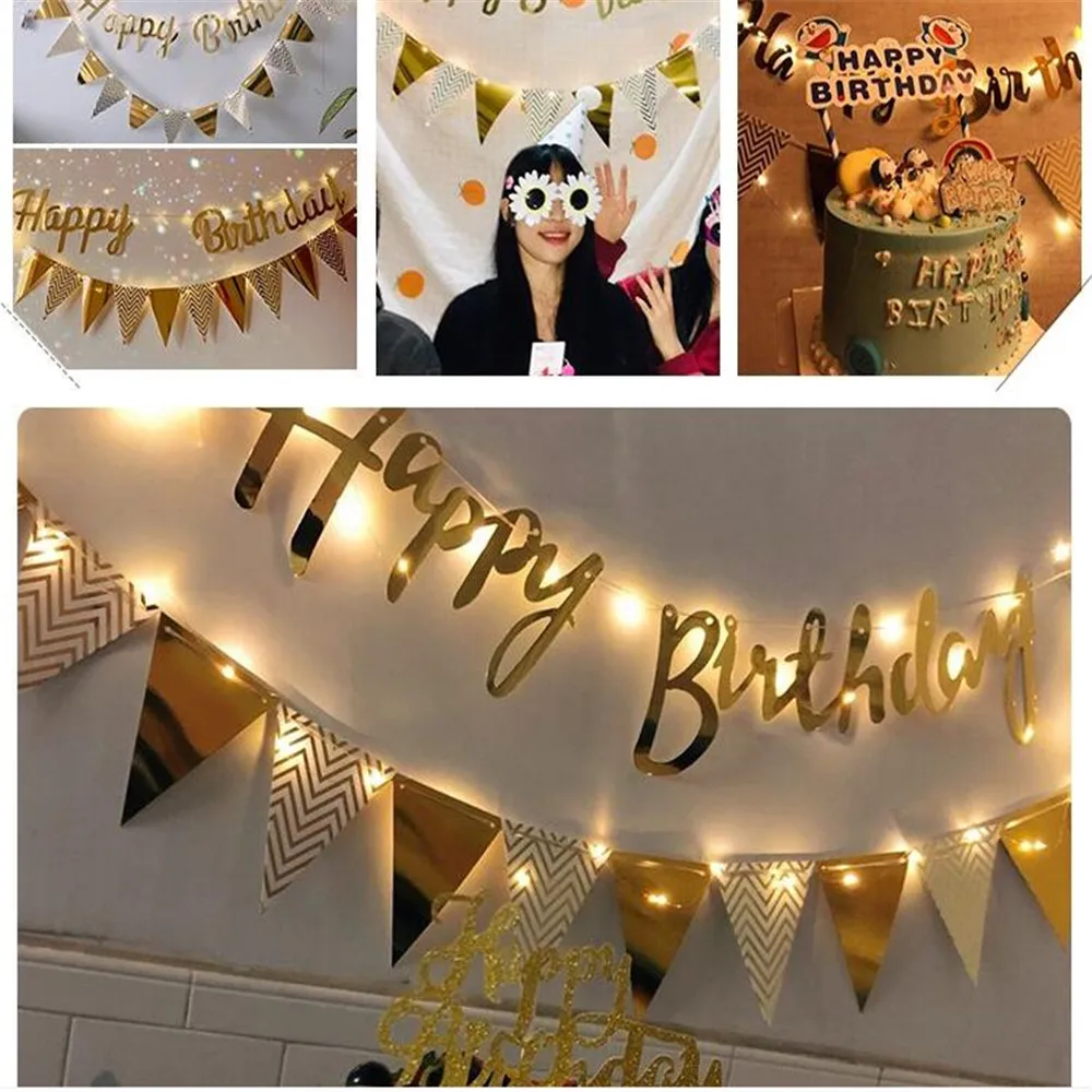 Birthday Banner Party Decorations Multi Themes DIY Colored Lights Set
