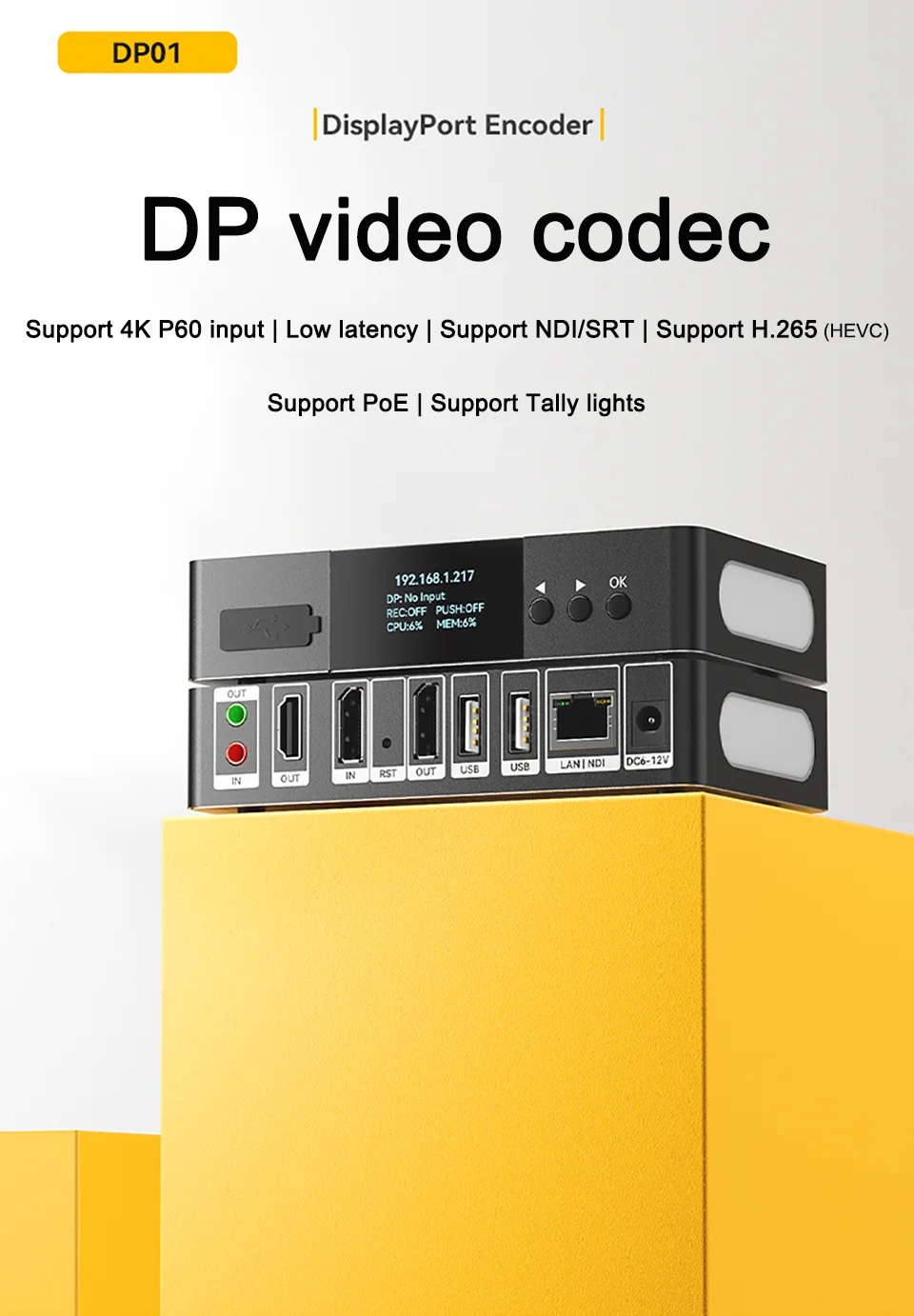 Link Pi DP01 DisplayPort Encoder NDI HD Video Decoder 4K P60 Input 1080P SRT RTM