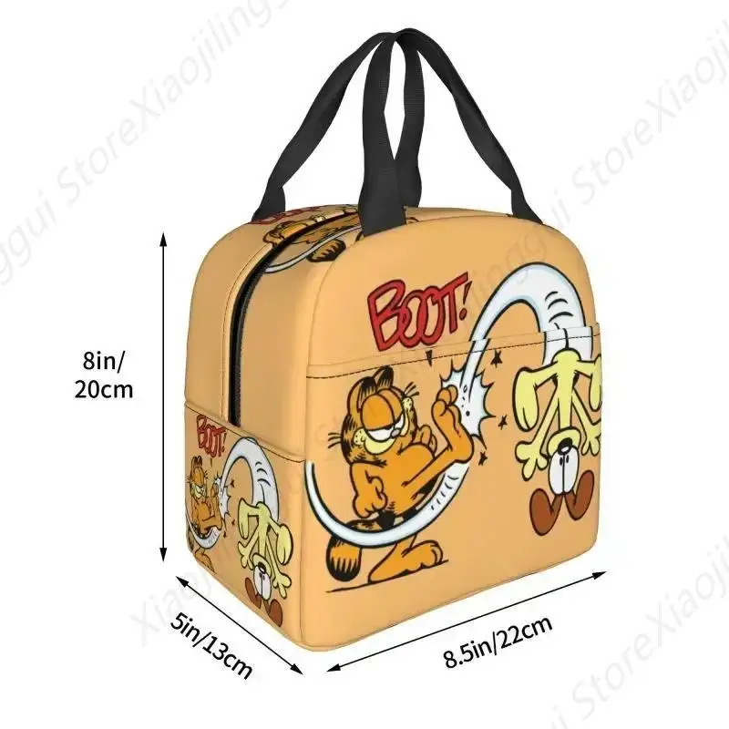 Custom Garfields Cat Cartoon Art Lunch Bag Men Women Warm Cooler Insulated Lunch Box for Kids School 3