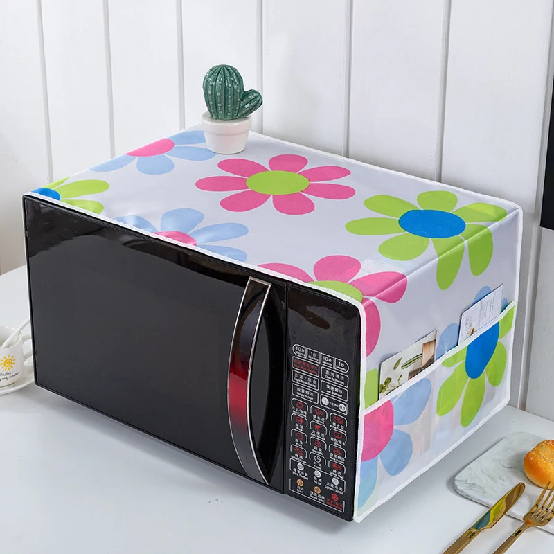  Funda para horno de microondas, protector de horno de  microondas, protector de horno de microondas, funda de microondas simple  con bolsillos laterales de almacenamiento, protector de máquina de  poliéster, lavable, color