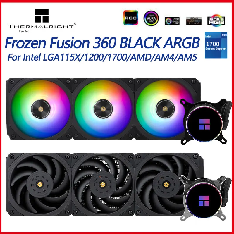 Thermalright Frozen Fusion 360 Black Argb Cpu Liquid Cooler 5V 3Pin Cpu Ventola Radiatore Di Raffreddamento Ad Acqua Per Lga1700 115X Amd Am4 Am5