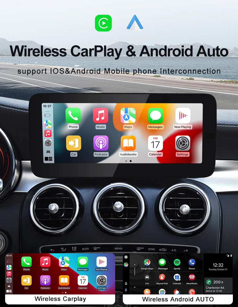 Android14 Car Multimedia Wireless AUTO CarPlay 12.3inch Screen For Mercedes Benz