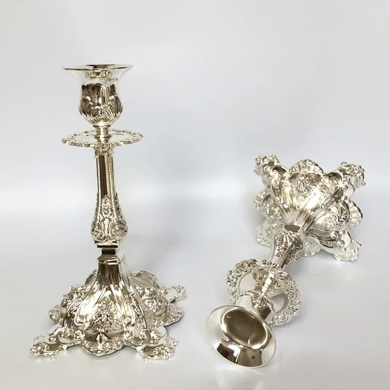 Candle holders Metal Gold Silver Single Arm Candle Holders Home Romantic Candlelight Dinner Props Hotel Wedding Party Stick Candle Stand Decor