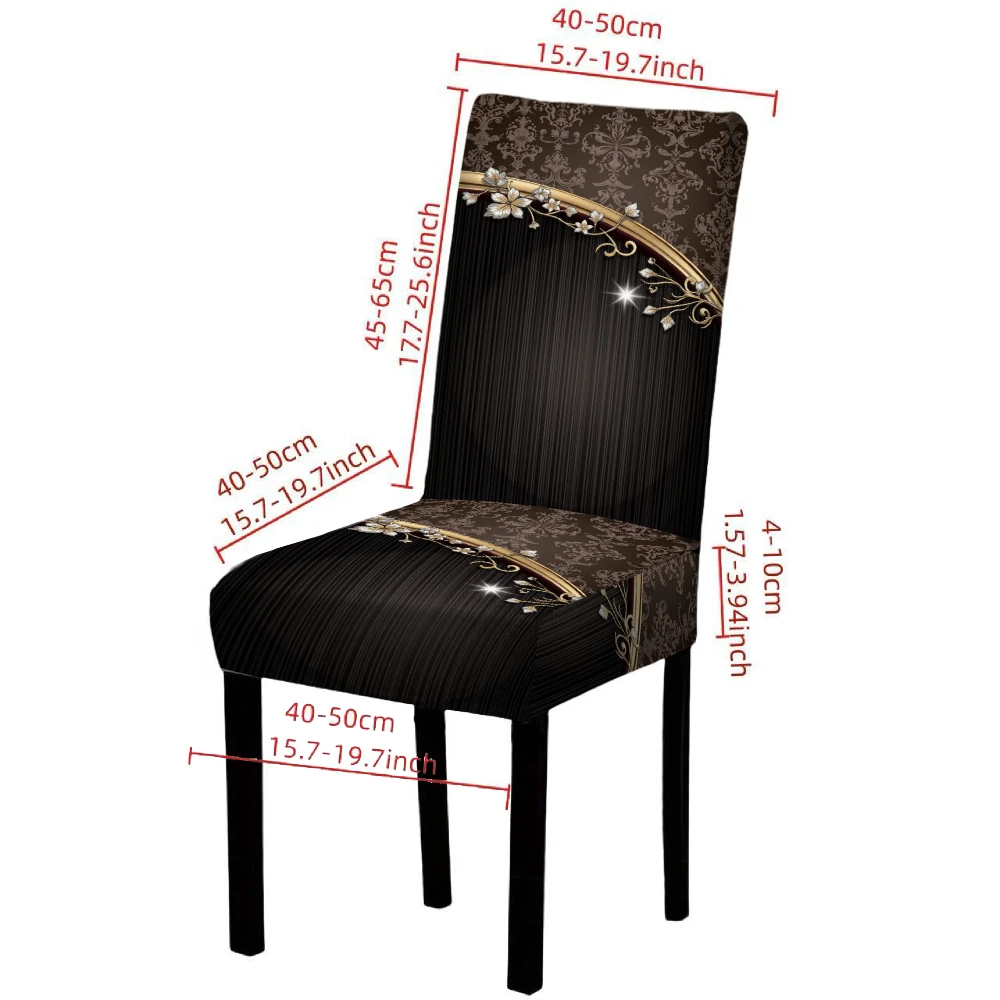 Brown Jacquard Dining Chair Covers – Stretch Seat Protectors (4/6 Pack) 2