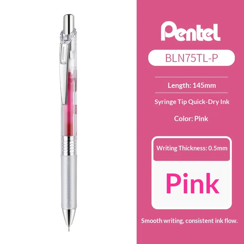 Pentel EnerGel Infree Gel Pens - Transparent Barrel with Soft Grip, 0.5mm Needle Tip, Colored Highlighter