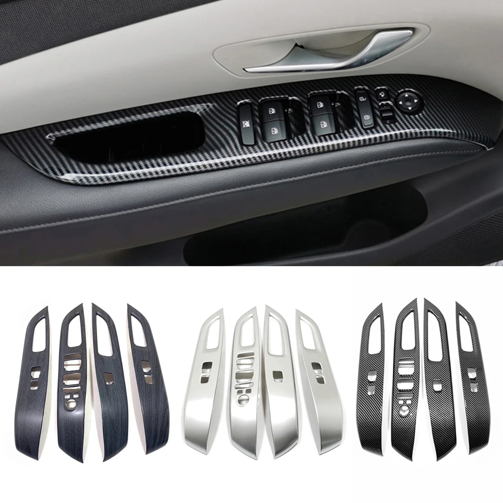 

LHD ABS Carbon For Hyundai Tucson NX4 2021 2022 Accessories Car Window Lift Switch Button Cover Trim Door Armrest Panel Frame