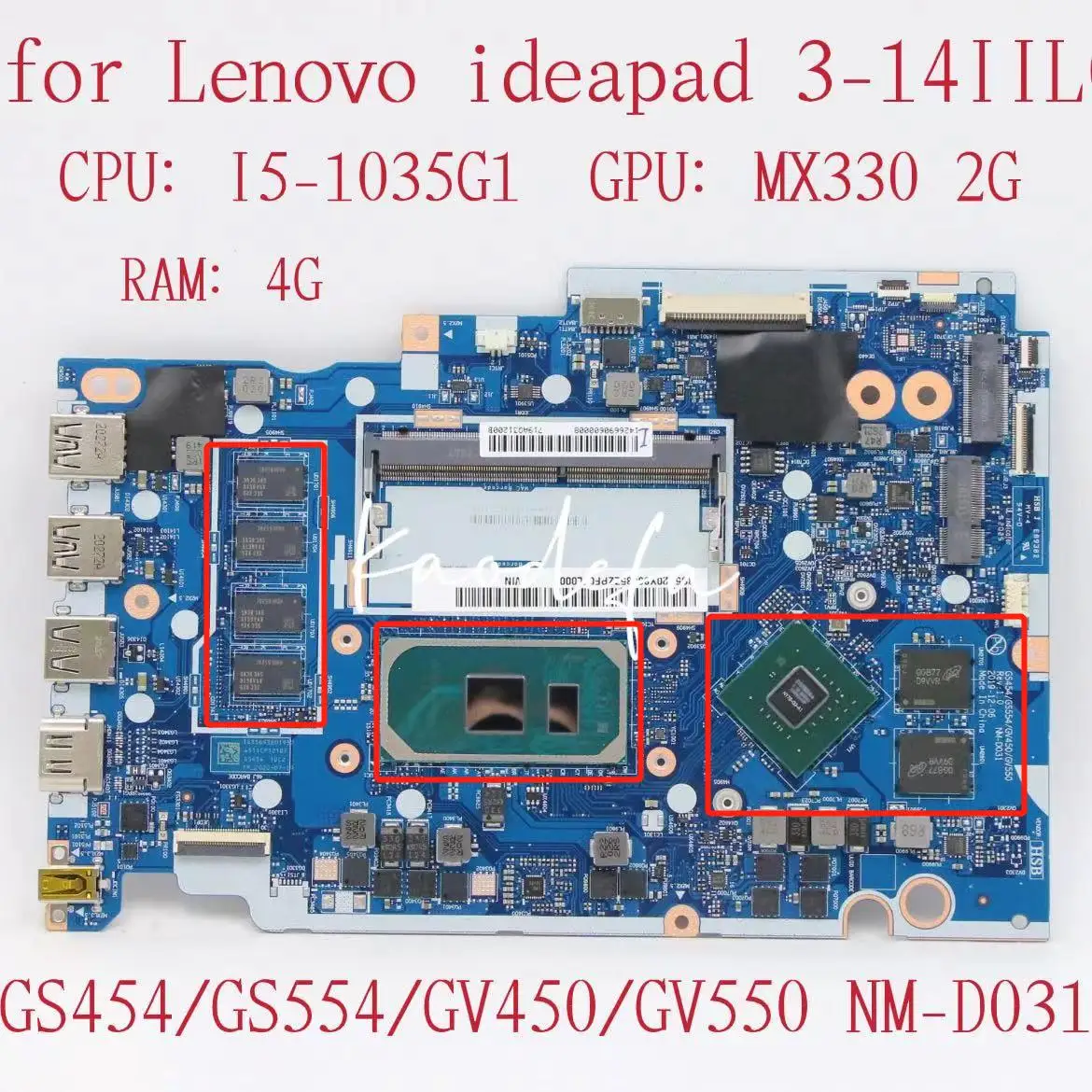 

NM-D031 for Lenovo Ideapad 3-14IIL05 Laptop Motherboard CPU:I5-1035G1 GPU:N17S-Q3-A1 MX330 2G RAM:4G FRU:5B20Y88486 5B20Y88485