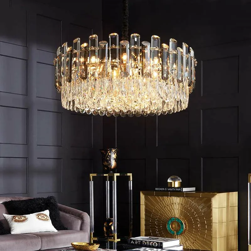 Lampe LED suspendue en cristal K9 E14, ampoule de luxe, décoration de  salon, de cuisine, Lustre