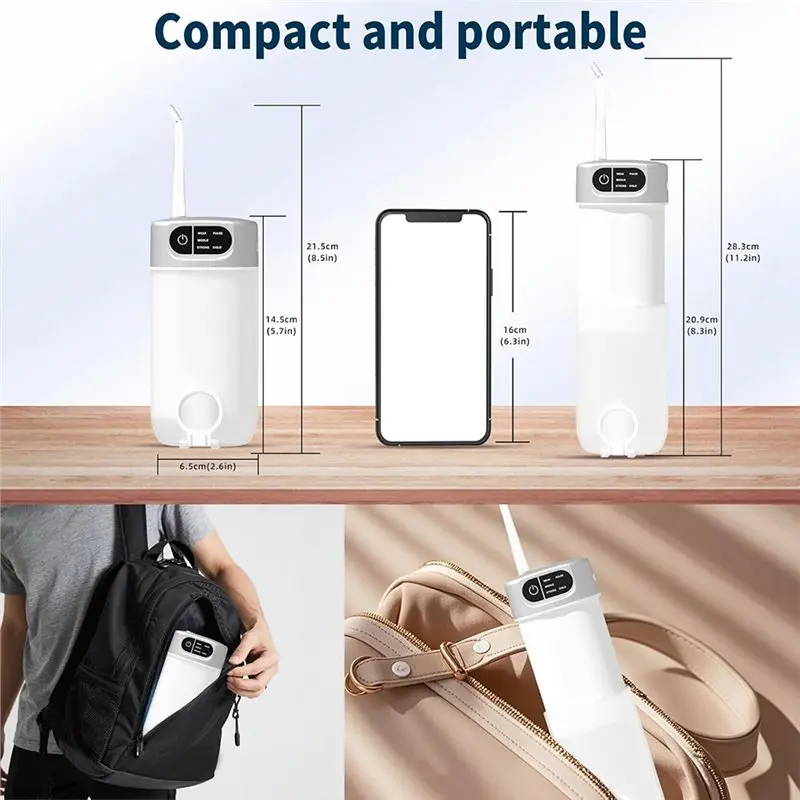 A50Q-IPX7 방수 워터 플로서 5가지 모드 구강 세정기 5개의 노즐 300ml 물탱크, 가정 및 여행용 워터 플로서
