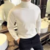 Korean Fashion Autumn Winter Sweaters Men Pullovers Fleece Turtleneck Knitted Sweatshirt Warm Bottoming Shirts 1