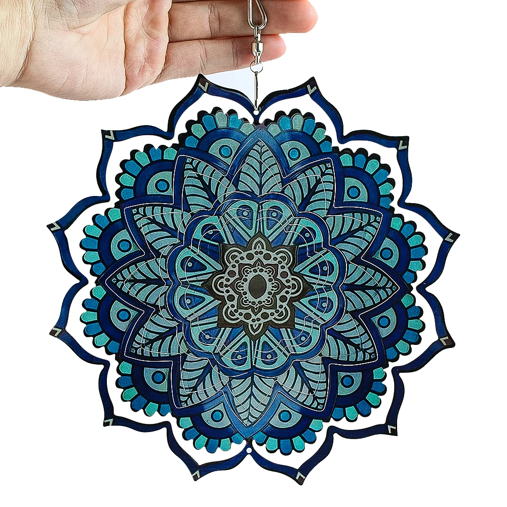 Mandala Kinetic Wind Spinner Art Hanging Yard Garden Decor 3D Whirligig Wind Catcher Sculpture Spirit Clearance Windmill Pendant 4