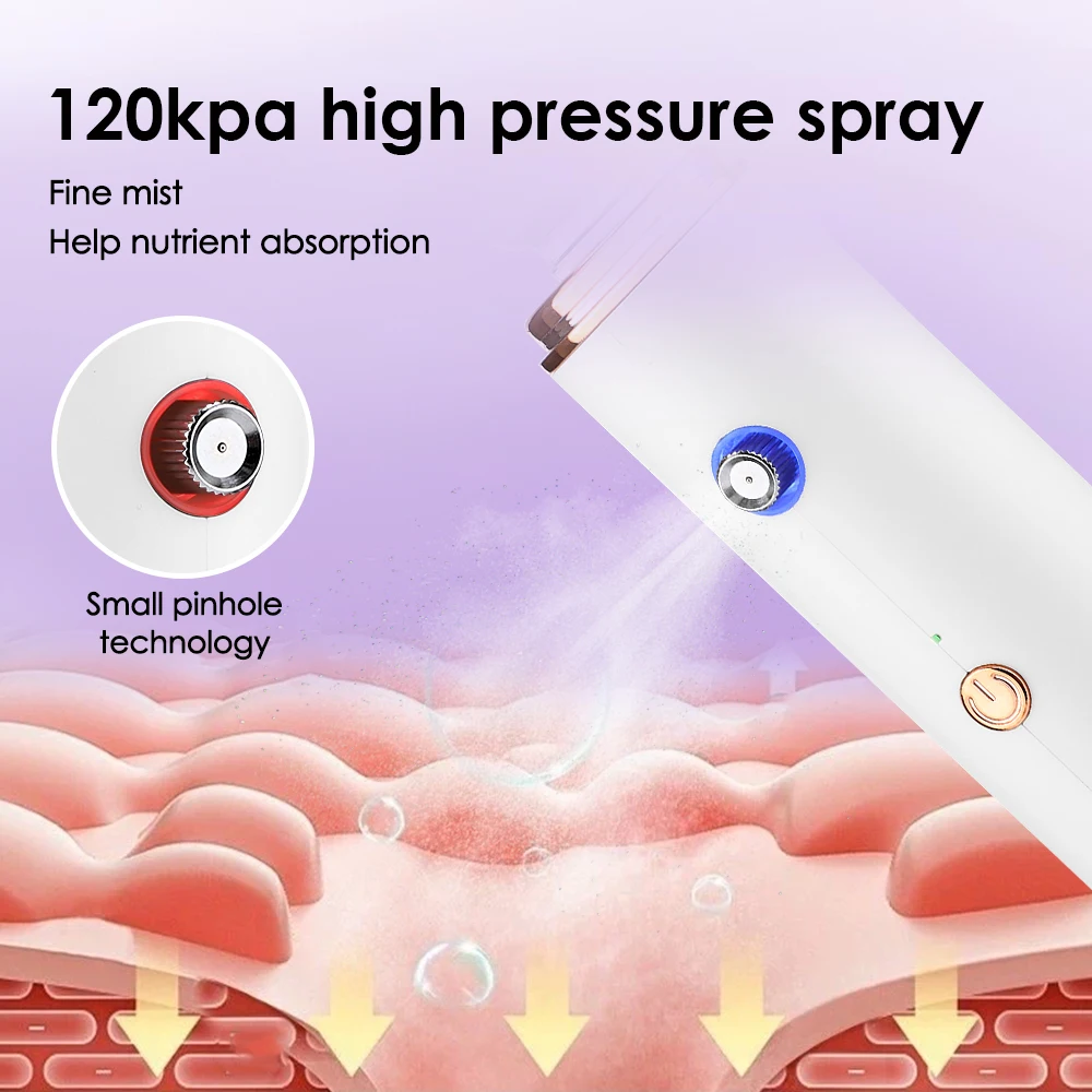 Nano Mist Sprayer Facial Oxygen Injector Red Blue Light Face Hydrator 3-speed Nano-atomized Water Molecules Handheld Portable