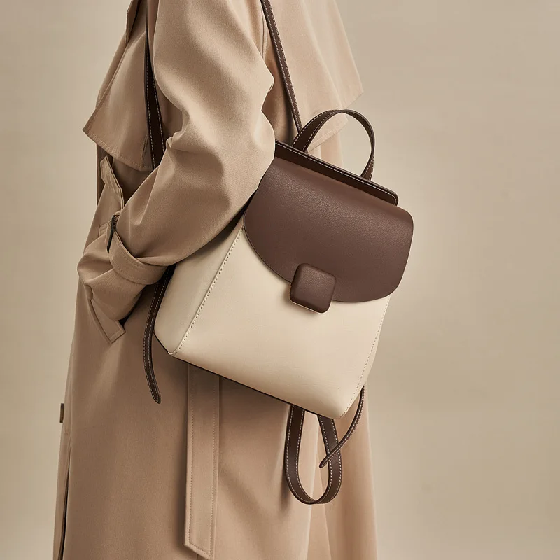 Genuine Leather Backpack ladies simple luxury cowhide Backpack fashion bag female bag large capacity travel bag wholesale