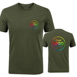 Personalized Cotton T - Shirt with Custom Photo and Text Design - XXXL (Army Green)