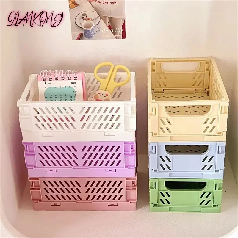 6 Color Foldable Storage Baskets Student Desktop Holder Tape Stationery Cosmetic Storage Box Home Office Organizer Container desktop storage box,stationery organizer,desktop storage shelf,stationery storage box,desktop storage kit,storage drawer boxes