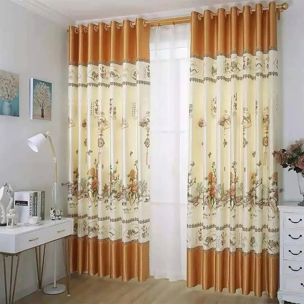 

Китайская занавеска шириной 140 см, 1 панель, занавеска с цветочным принтом для гостиной и спальни