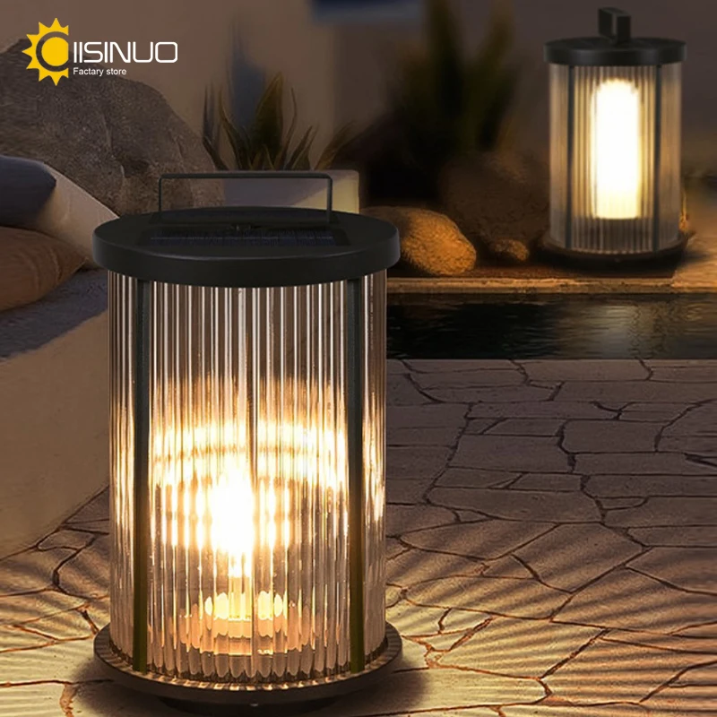Solar Landscape Lamp Outdoor Portable Moveable Camping Light Cordless Rechargeable Outdoor Lighting for Garden Yard Lawn Walkway