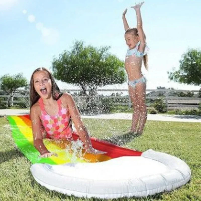 Outdoor Courtyard Lawn Inflatable Toys Water Slide Summer Garden Water Toy Family Friend Interactive Sprinkle Sliders Gift