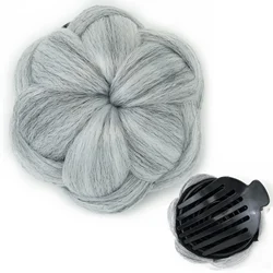 Elegant Braided Hair Bun Maker - Easy Updo Styling with Secure Hold (Grey White)
