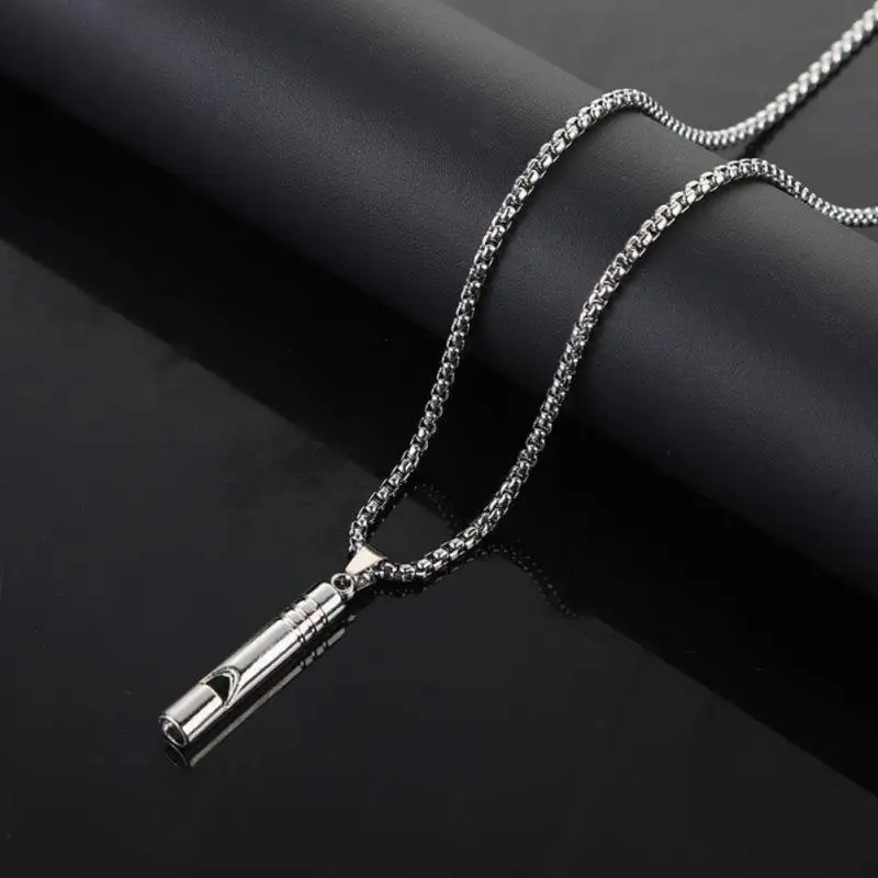 Survival Whistle 1~10PCS Whistle Necklace Pendant Outdoor Hiking Camping Necklaces Stainless Steel Punk