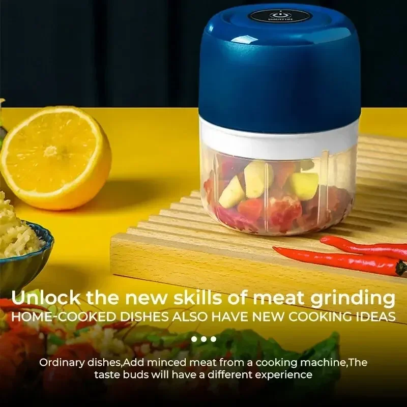 250ml Mini Garlic Vegetable Grinder Chopper Mincer Press 3-blades Household KitchenTools Pepper Auxiliary Food Processor Machine 2