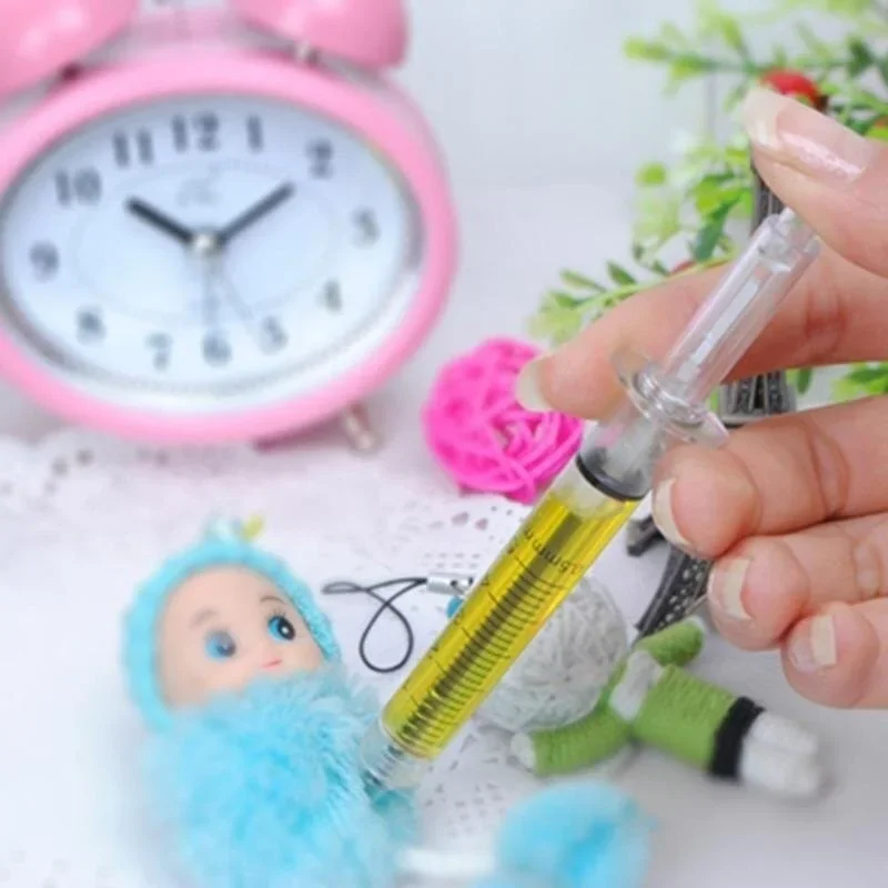 4PCS Funny Whole Person Toy Syringe Pen Pen Holder Ballpoint Pen Creative Stationery Student Supplies Gift