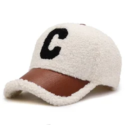 2021 New Winter Caps Letter Embroidery Lamb Wool Baseball Cap Teddy Cashmere Warm Capss