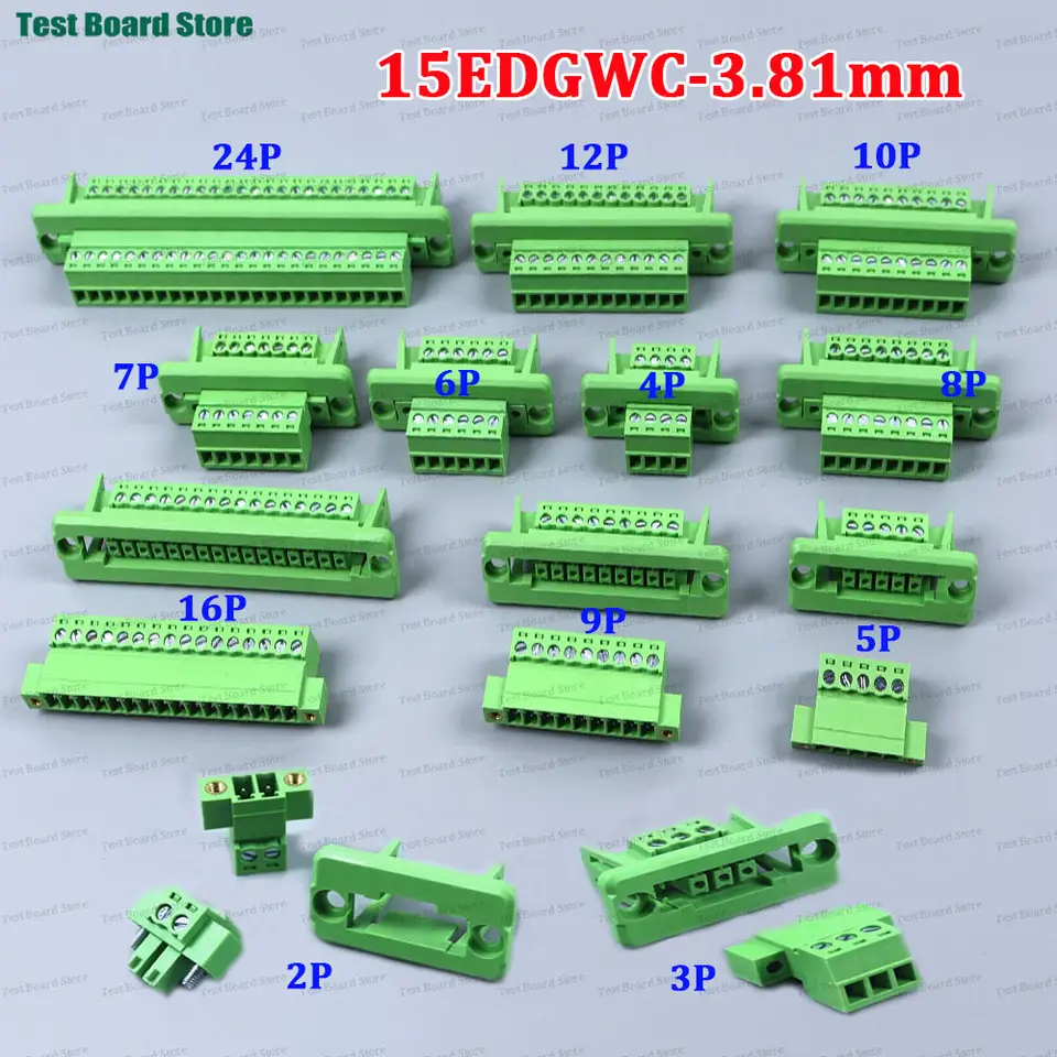 1Set 15EDGWC Pitch 3.81mm 2P/3P/4P/5P/6P/7P/8P/9P/10P/12P/16P/24P Pluggable Terminal Block Connector image 2