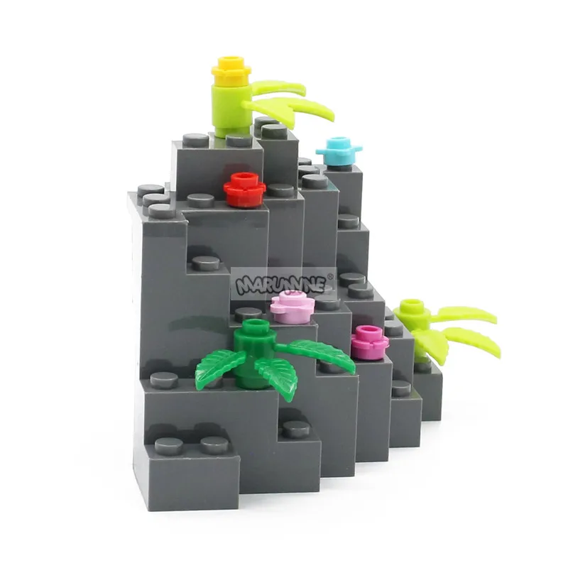 Marumine-암석 패널 직사각형 8x8x6 중간 대칭 MOC 벽돌 10 피스 23996 산악 블록 벌크 부품 액세서리, 마루민 바위 패널 중간 대칭 MOC 블록