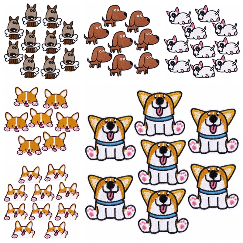 Prajna wholesale 10pcs cartoon dogs iron on patches on clothes dog
