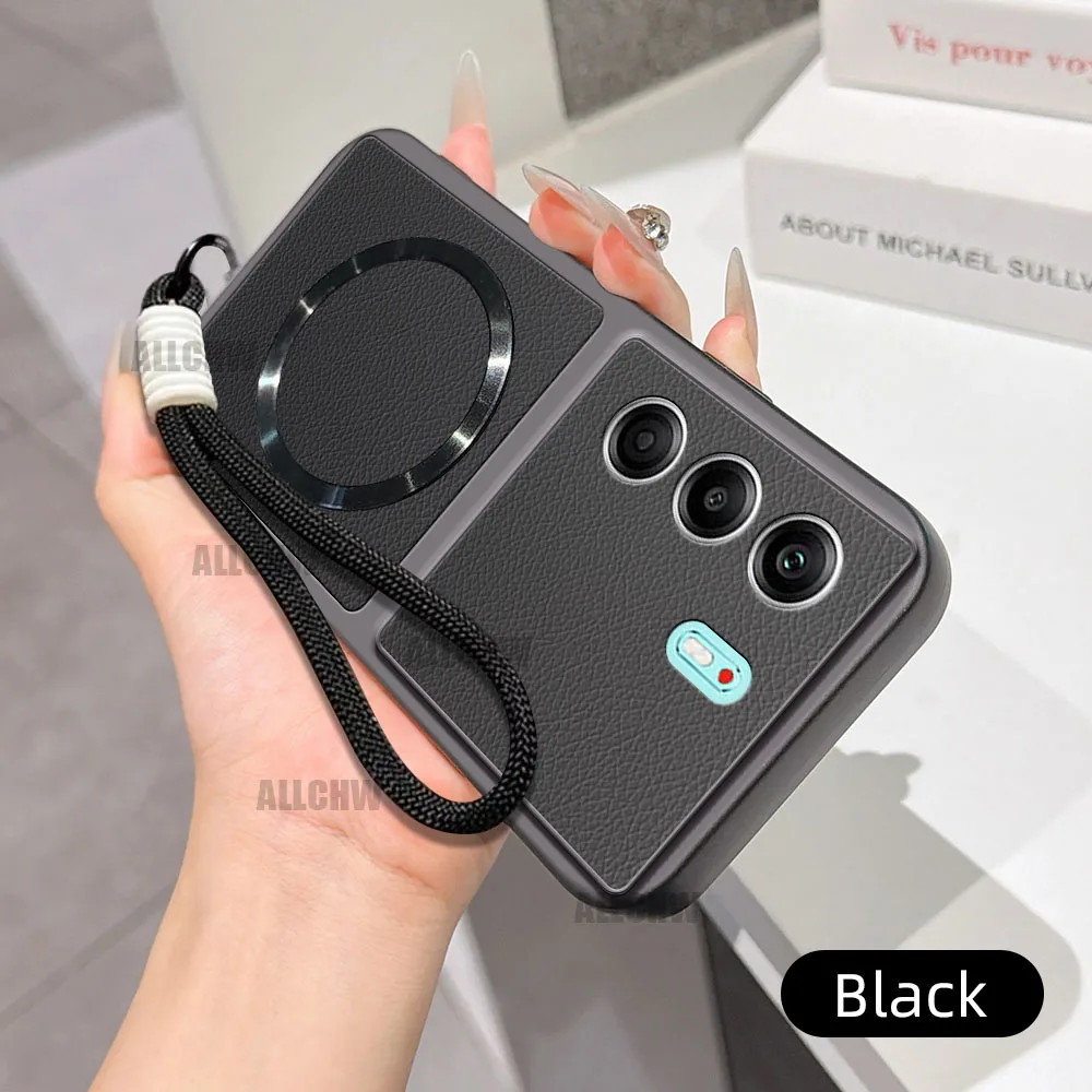 Luxury Leather Matte Magnetic Soft TPU Hand Phone Case