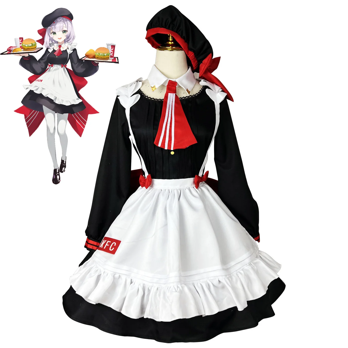 

Anime Game Genshin Impact Collaboration KFC Noelle Cosplay Costumes Maid Lolita Dress Kawaii Uniform Halloween Girl Apron Hat