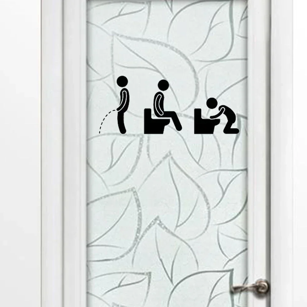 Funny Toilet Stickers Door Decor Washroom Wall Decals Waterproof