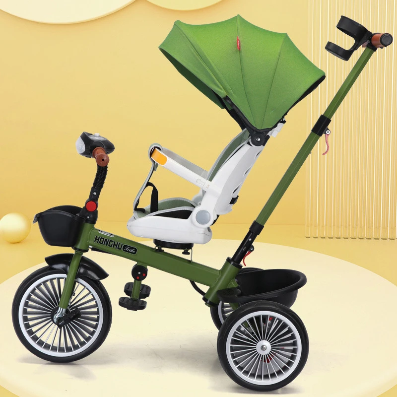 Multifunctional 4-in-1 children's three-wheel stroller Baby Tricycle Stroller Rotatable and Reclining Baby Carriage Foldable baby stroller
