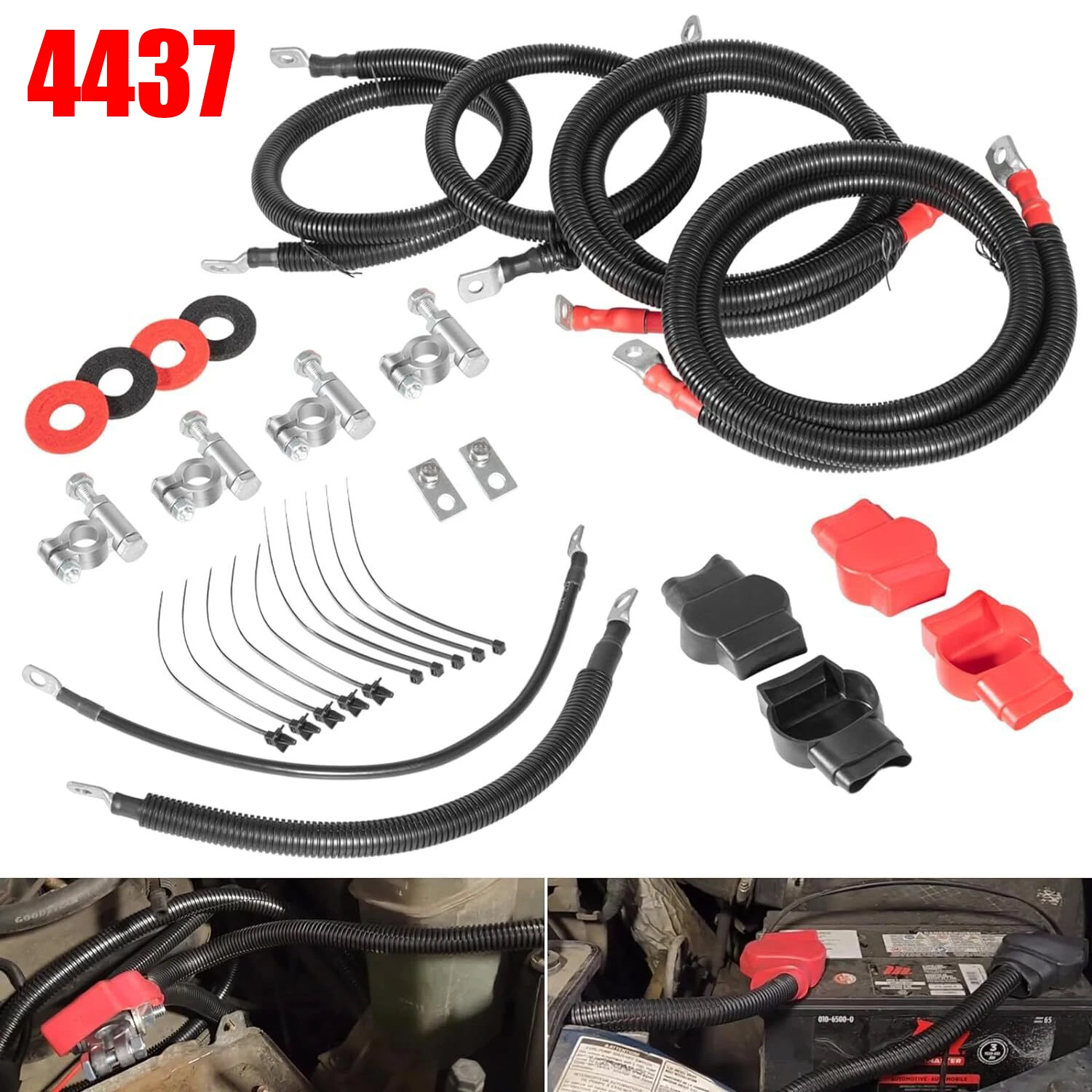 

Ford 6.0L Powerstroke Battery Cables Replacement Kit for 2003-2007 Ford Superduty F250 F350 F450 6.0L Powerstroke 2/0 Starter