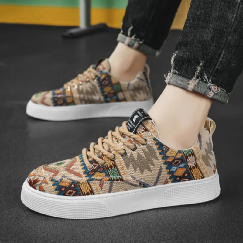 Men's Spring Fashion Lace Up Casual Shoes Mixed Colors Versatile Comfortable Canvas Lightweight Sneakers